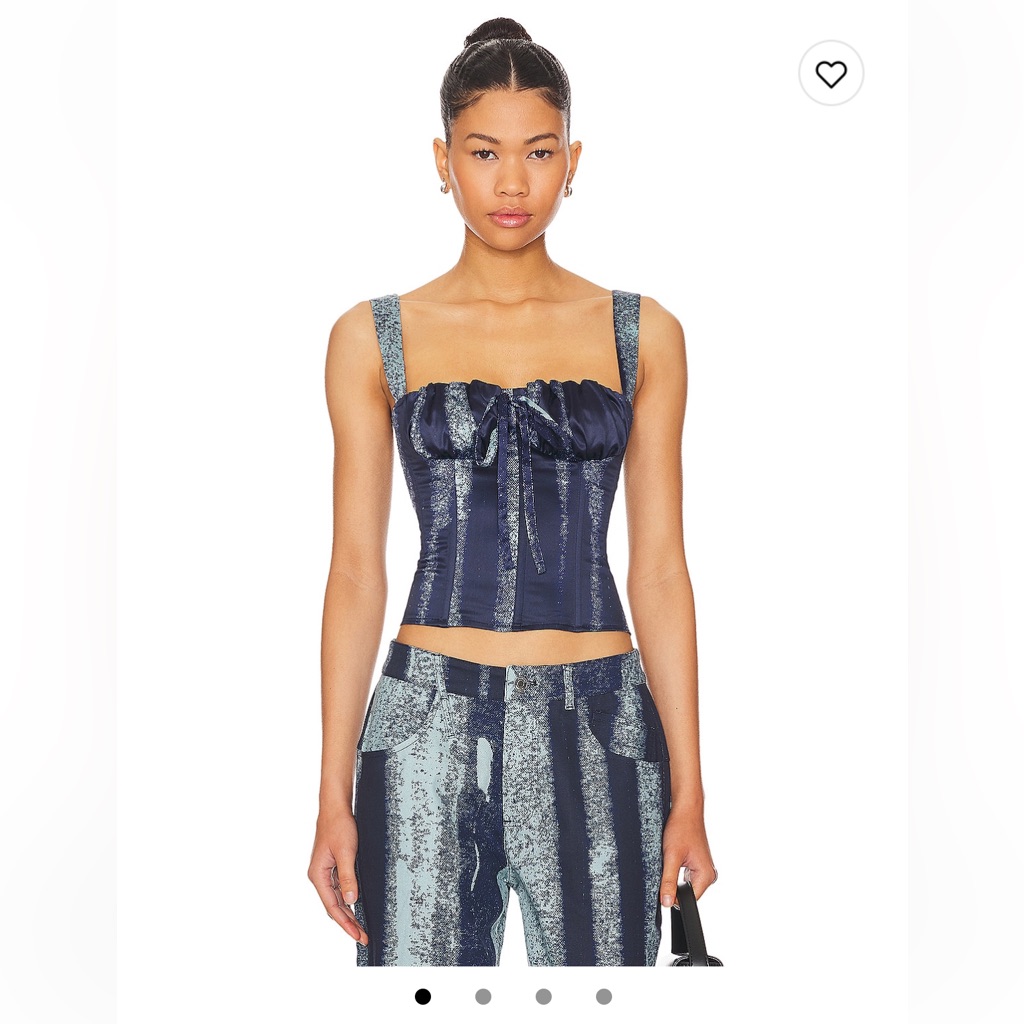 Nwt! Miaou Agnes Corset Top In Treading Blue